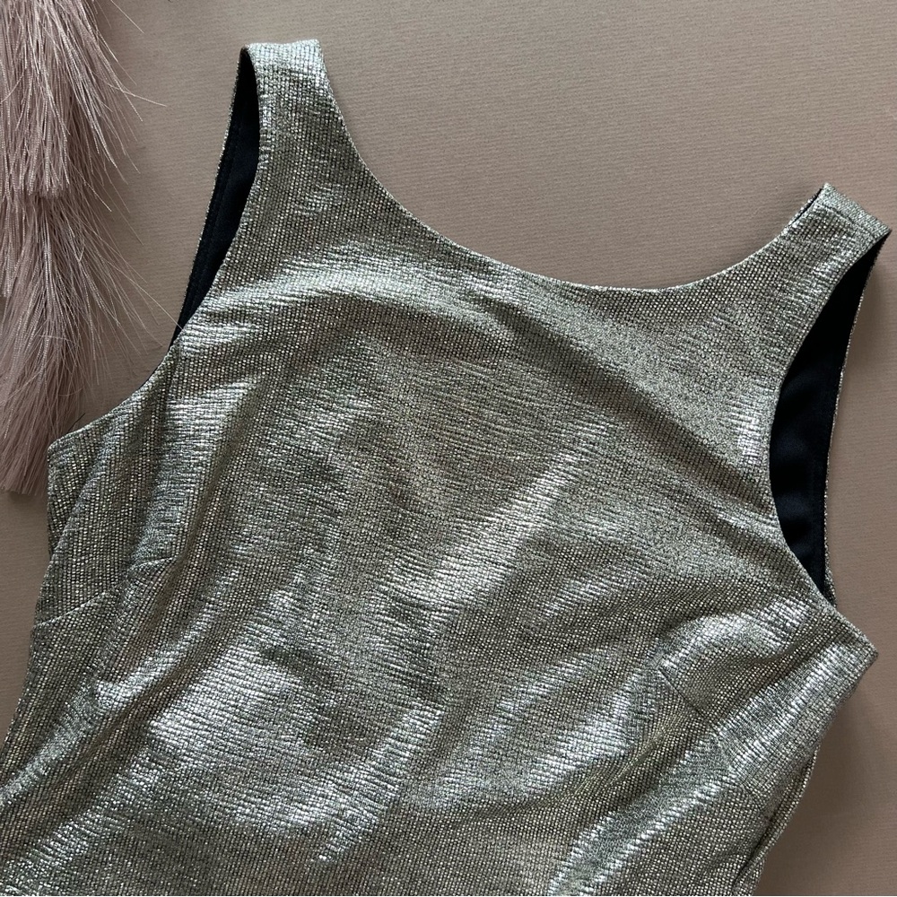 WHBM Metallic & Velvet Mini Shift Dress - Picture 5 of 13